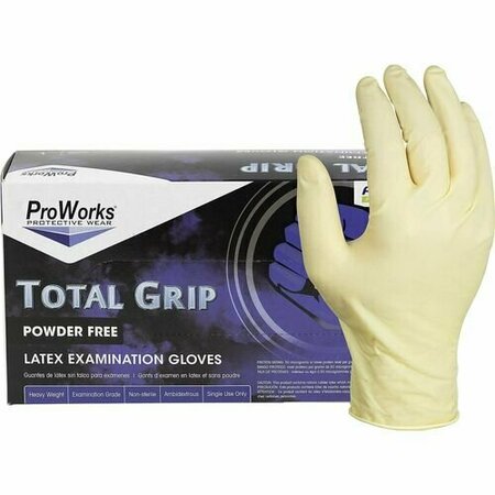 HOSPECO Total Grip, Latex Exam Gloves, 8 mil Palm Thickness, Latex, Powder-Free, M, 10 PK HOSGLL165FM